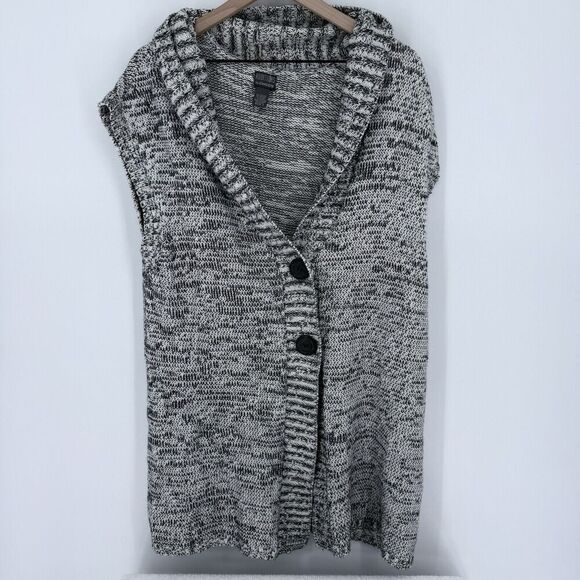 Chicos Gray Sleeveless Knit Sweater Shawl Collar Size XL - Picture 1 of 4